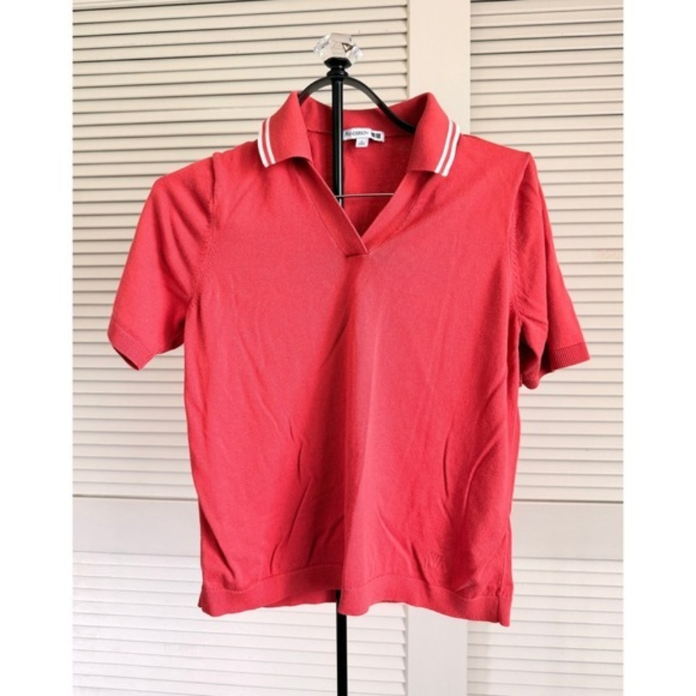 JW‎ Anderson x Uniqlo Red Knit Polo Shirt Short Sleeve Tipped Collar Size L